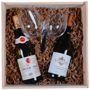 White Wine Pair Wooden Gift Box