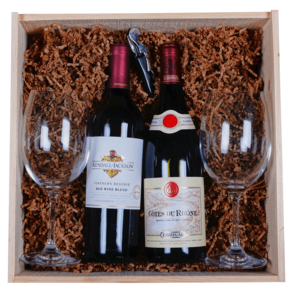 Red Wine Pair Wooden Gift Box